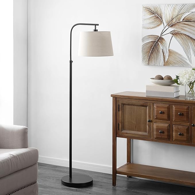 Safavieh FLL4085A Lighting Collection Winley Oil Rubbed Bronze Adjustable 65-inch (LED Bulb Included) Floor Lamps, White - LeafyLoom