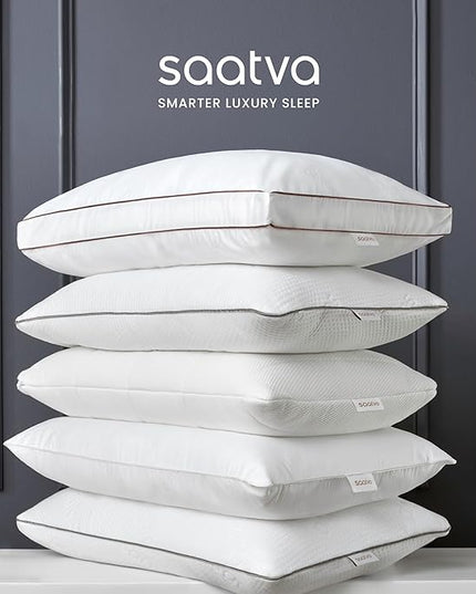 Saatva Cloud Memory Foam Pillow - Contouring & Lofty Pillow - Shredded Gel-Infused Memory Foam Fill - Perfect for Any Sleep Position - Queen (28"x16") 1 Pack - LeafyLoom