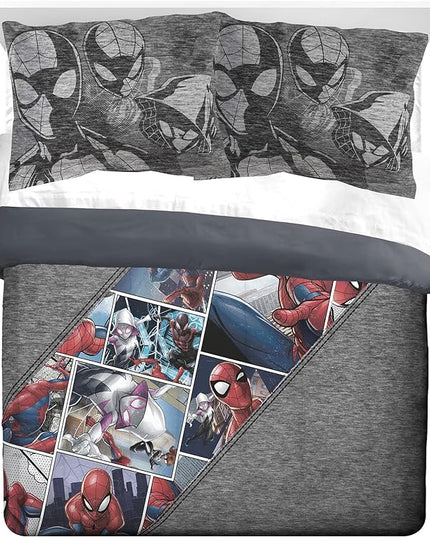 Jay Franco Marvel Spiderman Grunge Queen Comforter & Sham Set - Super Soft Kids Bedding - Fade Resistant Microfiber (Official Marvel Product) - LeafyLoom