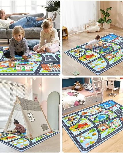 HEBE Kids Play Rug 3'4"x5' ABC Alphabet Numbers Shapes Educational Kid Area Rug Washable Baby Crawling Mat Non Slip Kid Play Mat Carpet for Girl Boy Bedroom Playroom - LeafyLoom