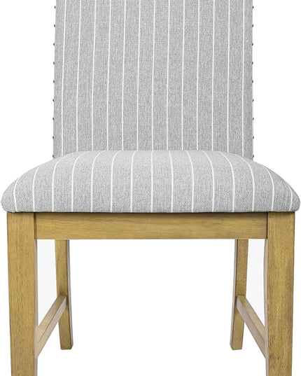 HomePop Classic Parsons Dining Chairs, Pack of 2, Light Gray Stripe (Set of 2) - LeafyLoom