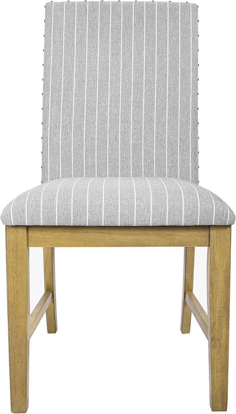 HomePop Classic Parsons Dining Chairs, Pack of 2, Light Gray Stripe (Set of 2) - LeafyLoom