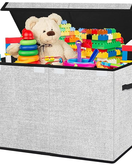homyfort Large Toy Box Storage Chest for Girls Kids,Collapsible Toy Bin Organizer Basket with Lids for Blanket,Toys,Toddler,Nursery,Playroom (White) - LeafyLoom