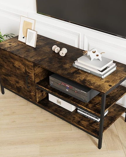 Novilla Retro Farmhouse TV Stand for TVs up to 50 Inches, Living Room Entertainment Center for Flat/Curved Screen, 43 Inches, Brown - LeafyLoom