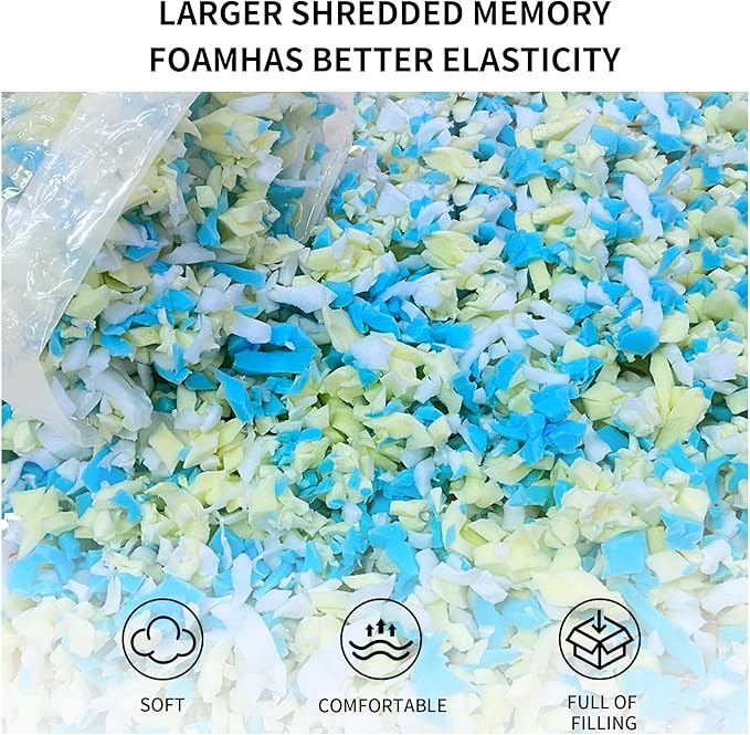 5lbs Shredded Memory Foam Filling for Bean Bag Filler, Premium Soft Filling,without Added Gel Particles,Very Suitable for Filling Bean Bags and Pillows - LeafyLoom