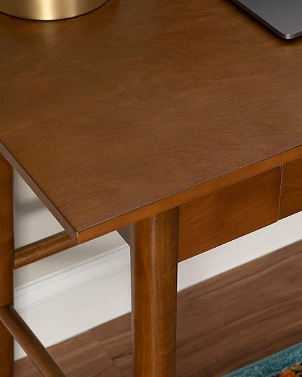 Linon Melissa Mid-Century Walnut Desk, 42" W x 19" D x 30" H - LeafyLoom