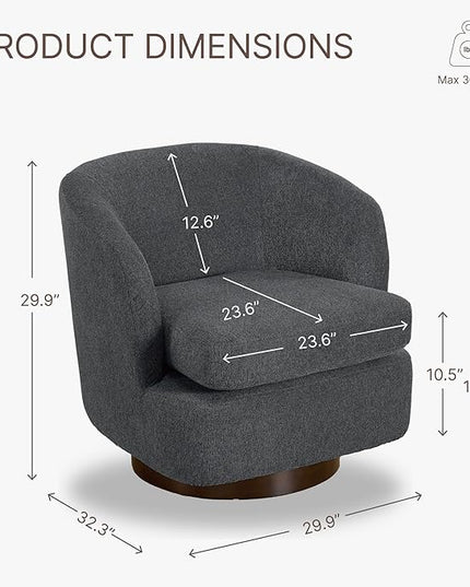 Swivel Accent Chair Modern Barrel Armchair with Wood Base for Bedroom Reading Waiting Living Room, Dark Gray - LeafyLoom