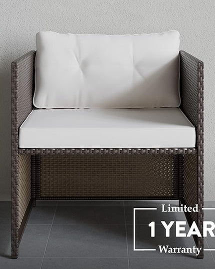Edenbrook Bayview Patio Mix and Match Outdoor Furniture-Accent Chair Rattan/Cream, White/Brown - LeafyLoom