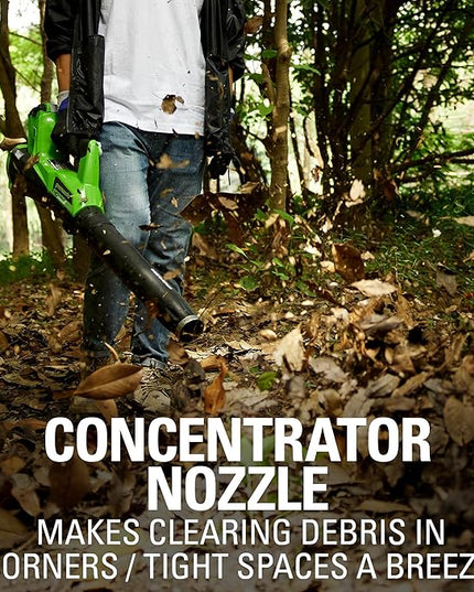 Greenworks 40V (115 MPH / 430 CFM) Brushless Axial Leaf Blower, 2.0Ah Battery and Charger Included - LeafyLoom