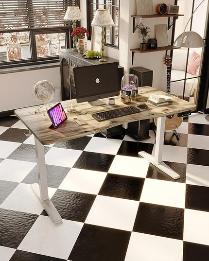 Monomi Height Adjustable Electric Standing Desk, 55 x 28 Inches Stand up Desk, Sit Stand Home Office Computer Desk, Maple - LeafyLoom