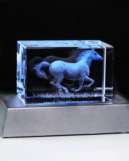 Qianwei Horse Gifts for Girls Women Horse Lovers, 3D Crystal Horse Stuff Glass Figurine Decor for Home Horses Statue Gift Mother Day Birthday for Mom Mother Mama from Daughter Son - LeafyLoom