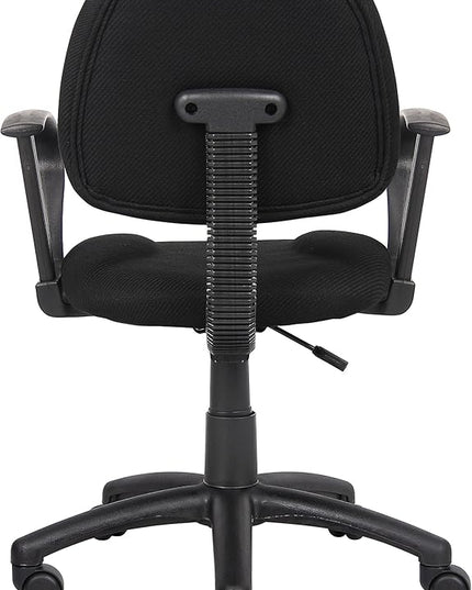 Boss Office Products Perfect Posture Delux Fabric Task Chair with Loop Arms in Black - LeafyLoom