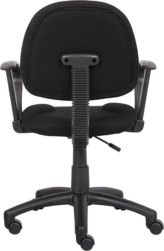 Boss Office Products Perfect Posture Delux Fabric Task Chair with Loop Arms in Black - LeafyLoom