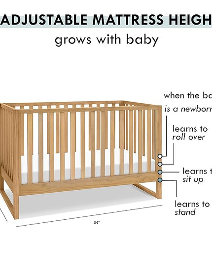 Davinci Hunter 3-in-1 Convertible Crib, Honey, Easy Assemble, Greenguard Gold Certified - LeafyLoom