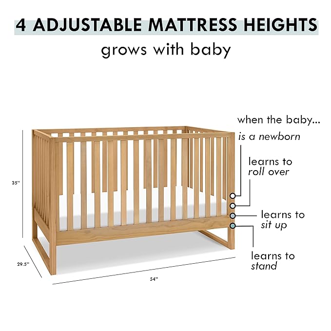 Davinci Hunter 3-in-1 Convertible Crib, Honey, Easy Assemble, Greenguard Gold Certified - LeafyLoom