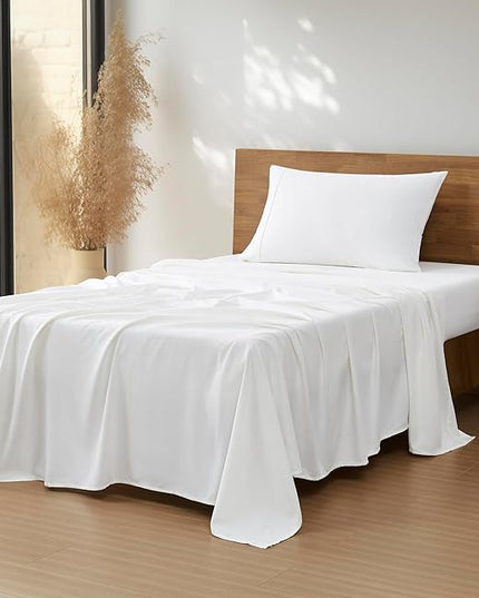 UGG 20932 Alahna Twin XL Bed Sheets and Pillowcases 3-Piece Set Sleep in Luxury Machine Washable Deep Pockets Wrinkle-Resistant Breathable Cozy Comfort Silky Cooling Sheets, Twin XL, White - LeafyLoom