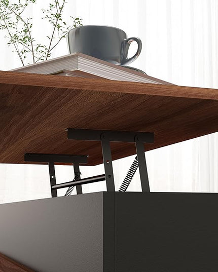 NicBex Coffee Table Wooden Lift Top Coffee Table with Storage Center Tables with Hidden Compartments and Legs Lift Tabletop Dining Table for Living Room, Office, and Bedroom,39.25" W, Walnut - LeafyLoom