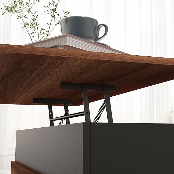 NicBex Coffee Table Wooden Lift Top Coffee Table with Storage Center Tables with Hidden Compartments and Legs Lift Tabletop Dining Table for Living Room, Office, and Bedroom,39.25" W, Walnut - LeafyLoom
