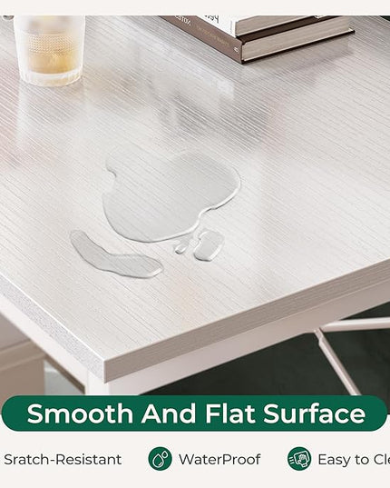 L Shaped Desk, 39 Inches Computer Desk with Reversible Storage Shelves, Gaming Desk, Corner Desk Home Office Desks, Writing Desk Study Desk with Metal Frame, White - LeafyLoom