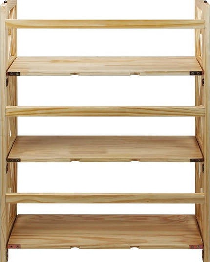 Casual Home Montego 3-Shelf Folding Bookcase, Natural , 27.5" Wide - LeafyLoom