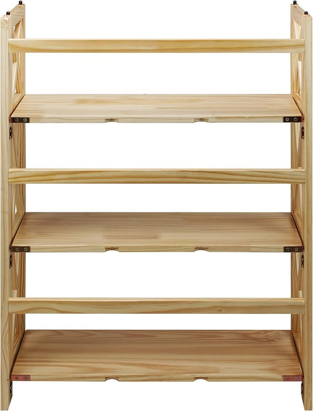 Casual Home Montego 3-Shelf Folding Bookcase, Natural , 27.5" Wide - LeafyLoom