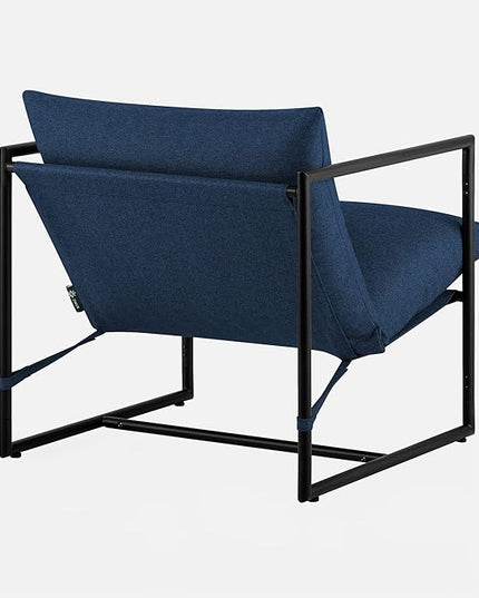 ZINUS Aidan Sling Accent Chair / Metal Framed Armchair with Shredded Foam Cushioning, Navy - LeafyLoom