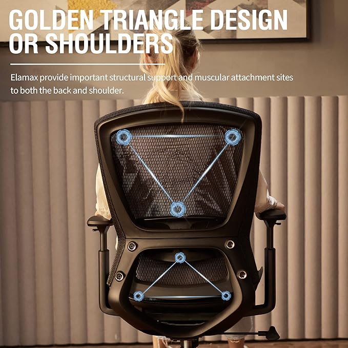 Mesh Office Chair,Ergonomic Computer Desk Chair,Sturdy Task Chair- Adjustable Lumbar Support & Armrests,Tilt Function,Comfort Wide Seat,Swivel Home Office Chair (Black) - LeafyLoom