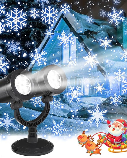 Snowflake Projection Light, Christmas Outdoor Double Headed Snowflake Projection Light, LED Snowfall Spotlight IP65 Waterproof Rating, Suitable for Christmas Garden Decoration (HT-TY-13) MVRPDXC