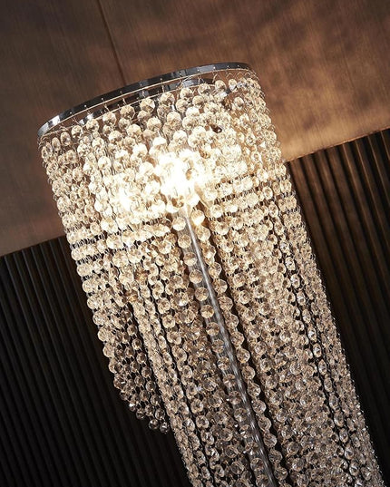 Silver Crystal Floor Lamp S Shape Chrome Finish - LeafyLoom