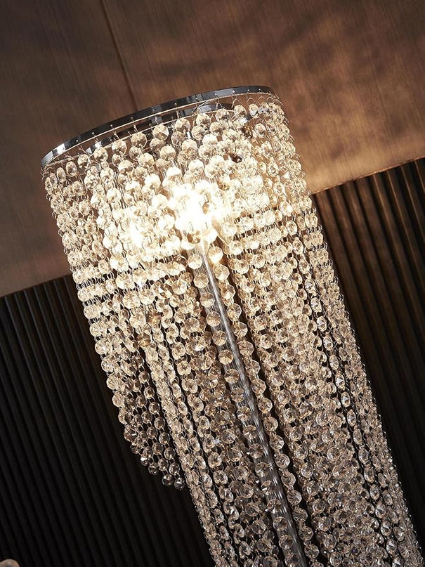Silver Crystal Floor Lamp S Shape Chrome Finish - LeafyLoom