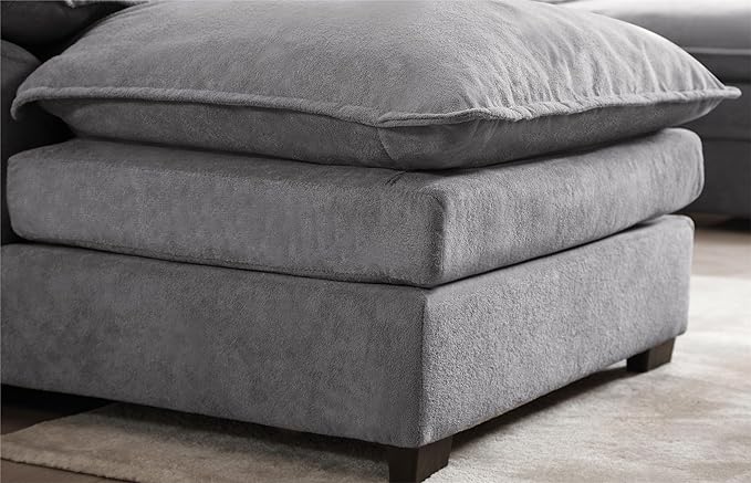 Symmetrical U Shaped Modular Sectional Sofa Cloud Couch, 6 Seater Oversized Convertible Sleeper Couch with Double Chaise & Memory Foam, Deep Seat Corner Sofa&Couches for Living Room Office - LeafyLoom