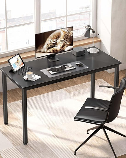 Computer Desk,55.1 inches Office Desk & Workstations for Home Office, Gaming Desk Computer Table,Modern Simple Style Laptop Table, Black - LeafyLoom