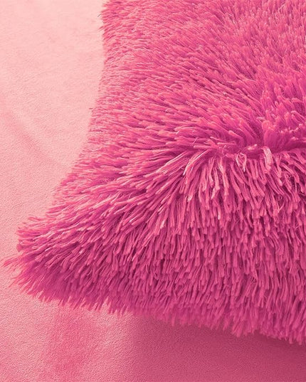 FOPPA Hot pink fluffy Comforter Cover Set king- Ultra Soft fluffy hot pink Bedding Sets 3 Pieces (1 Duvet Cover + 2 Pillow case) hot pink fluffy bed set (Hot pink, King) - LeafyLoom