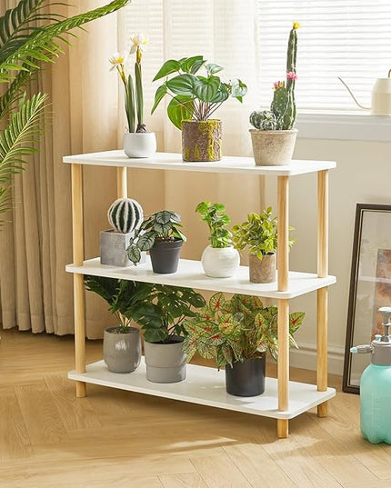 IBUYKE 3-Tier Wooden Open Bookcase - Modern Freestanding Bookshelf Storage Organizer,Standing Shelf Units,Multifunctional Display Stand for Bedroom, Living Room and Home Office,White WBC003W - LeafyLoom
