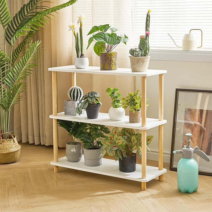IBUYKE 3-Tier Wooden Open Bookcase - Modern Freestanding Bookshelf Storage Organizer,Standing Shelf Units,Multifunctional Display Stand for Bedroom, Living Room and Home Office,White WBC003W - LeafyLoom