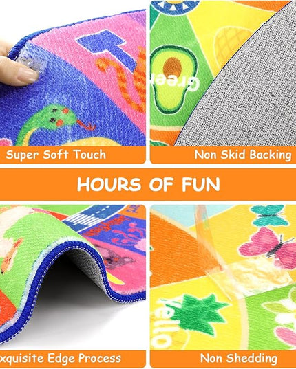 HEBE Kids Play Rug 4ft ABC Alphabet Numbers Shapes Educational Kid Area Rug Washable Baby Crawling Mat Non Slip Kid Play Mat Carpet for Girl Boy Bedroom Playroom - LeafyLoom