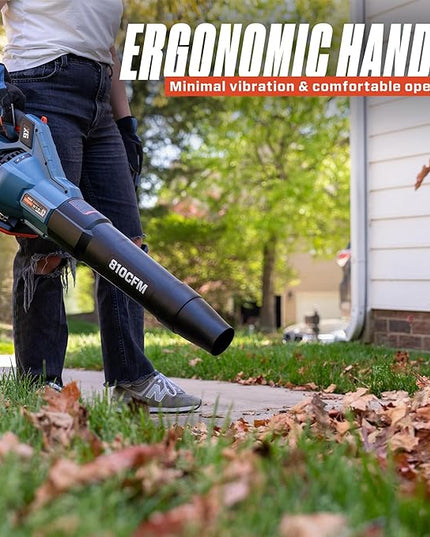 SENIX X6 60 Volt Max* Handheld Cordless Leaf Blower, Up to 810 CFM and 170 MPH, Variable Speed, Cruise Control, Lightweight, includes 4.0 Ah Battery and 3 Amp Charger (BLAX6-M1) - LeafyLoom