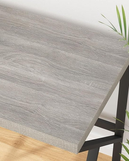 HSH Large Computer Desk, Industrial Metal Wood Gray Home Office Desk, Modern Long Work Study Writing Gaming Table, Student Simple PC Laptop Desk for Bedroom Living Room, Light Grey Oak, 60 Inch - LeafyLoom