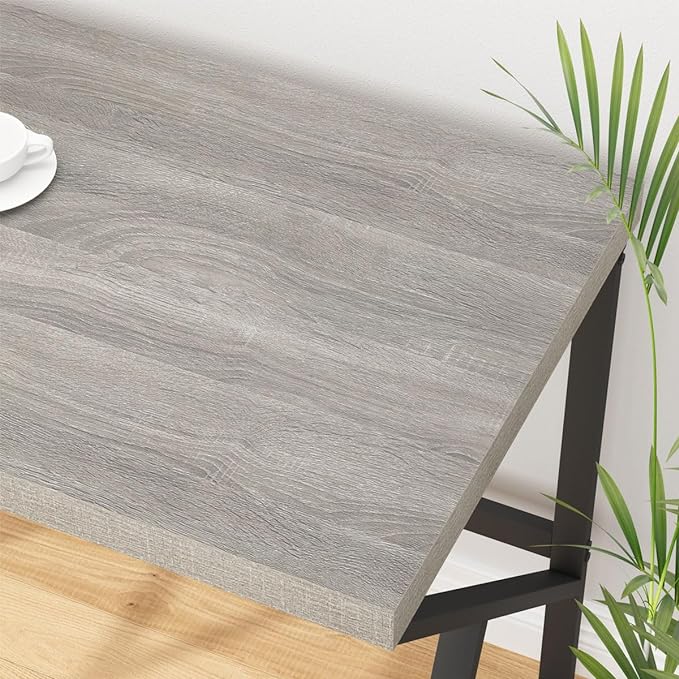 HSH Large Computer Desk, Industrial Metal Wood Gray Home Office Desk, Modern Long Work Study Writing Gaming Table, Student Simple PC Laptop Desk for Bedroom Living Room, Light Grey Oak, 60 Inch - LeafyLoom