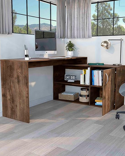 NicBex Kimberly-DW-00002-LWJ Home Office Desks, 59.6"x45.9"x30.1", Brown - LeafyLoom