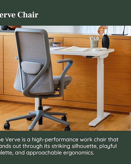Branch Verve Chair - High Performance Executive Office Chair with Contoured Seat Back and Adjustable Lumbar Rest - High Density Foam Cushion with Aluminum Base - Up to 275 lbs - Lunar - LeafyLoom