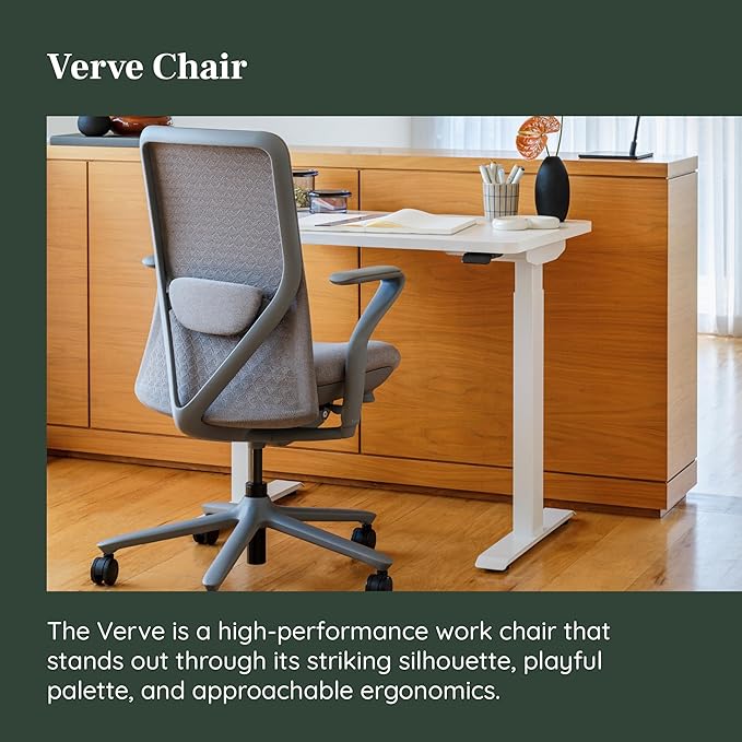 Branch Verve Chair - High Performance Executive Office Chair with Contoured Seat Back and Adjustable Lumbar Rest - High Density Foam Cushion with Aluminum Base - Up to 275 lbs - Lunar - LeafyLoom