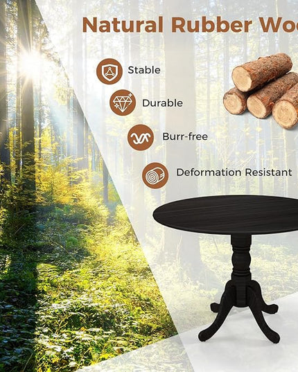 Round Dining Table, Black - LeafyLoom