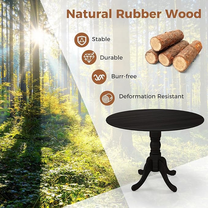 Round Dining Table, Black - LeafyLoom