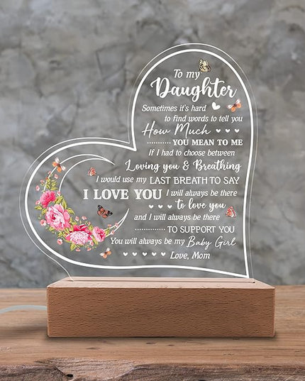 Acrylic Night Light Gifts for Daughter - You Will Always be My Baby Girl - Daughter Gifts from Mom, Dad for Birthday, Graduation, Wedding - Sentimental Gifts for Daughter - LeafyLoom