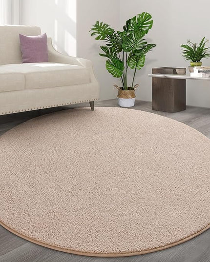 Round Area Rugs for Bedroom Living Room, 4x4 Ivory Super Soft Comfy Thickened Memory-Foam Indoor Circle Carpets, Modern Aesthetic Minimalist Carpet for Boys Girls Adults Nursery Home Décor - LeafyLoom