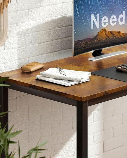 Need Small Computer Desk 31-1/2" Sturdy and Heavy Duty Writing Desk for Small Spaces and Small Desk Study Table Laptop Desk Rustic Brown & Black AC3FB (80 * 40) - LeafyLoom
