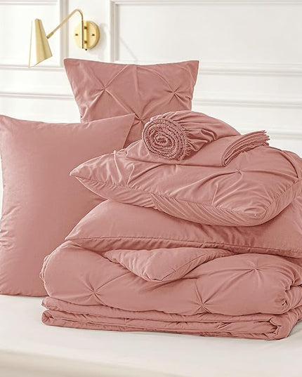 Bedsure Full Size Comforter Sets - Bedding Sets Full 7 Pieces, Bed in a Bag Bed Sets with Comforter, Sheets, Pillowcases & Shams, Adult & Kids Bedding (Dusty Pink) - LeafyLoom