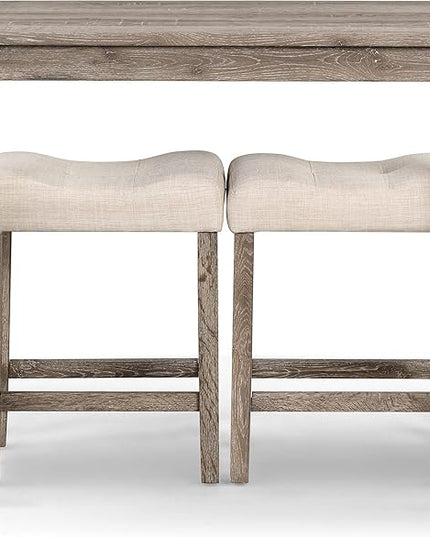 Roundhill Furniture Sora Wood 3-Piece Counter Height Dining Set, Taupe - LeafyLoom