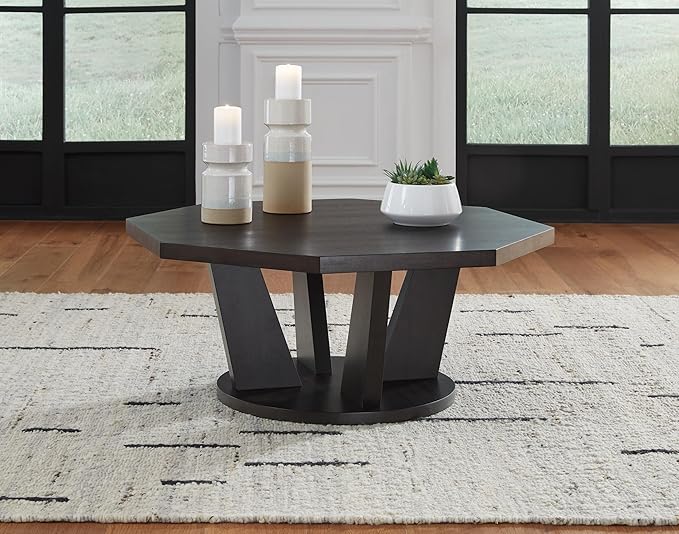 Signature Design by Ashley Chasinfield Modern Cocktail Table for Living Room, Dark Brown - LeafyLoom